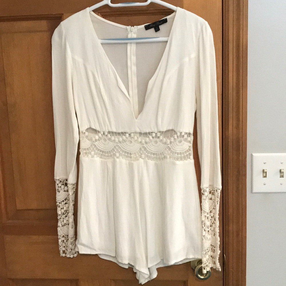 White lace low cut romper